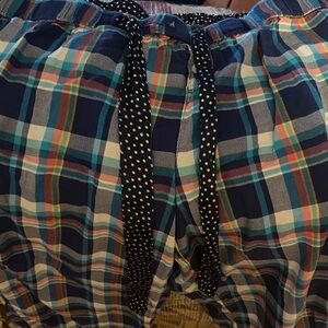aerie Plaid Pajama pants in Navy, Teal, Coral, White